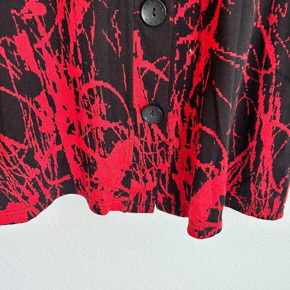 Parsley & Sage Tunic L Red Black Button Up Long Sweater Stand Up Collar - Picture 5 of 10